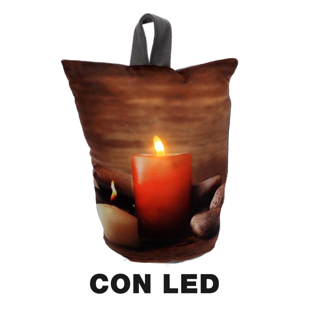 Brown led candles fabric doorstop cm11h19