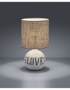 Lampada Da Tavolo Esna Ceramica &quot;LOVE&quot; E Paralume Cappuccino Ø16 cm Trio Lighting