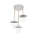 Lampada a sospensione Bulut ASZ0632 3 luci metallo bianco e corda
