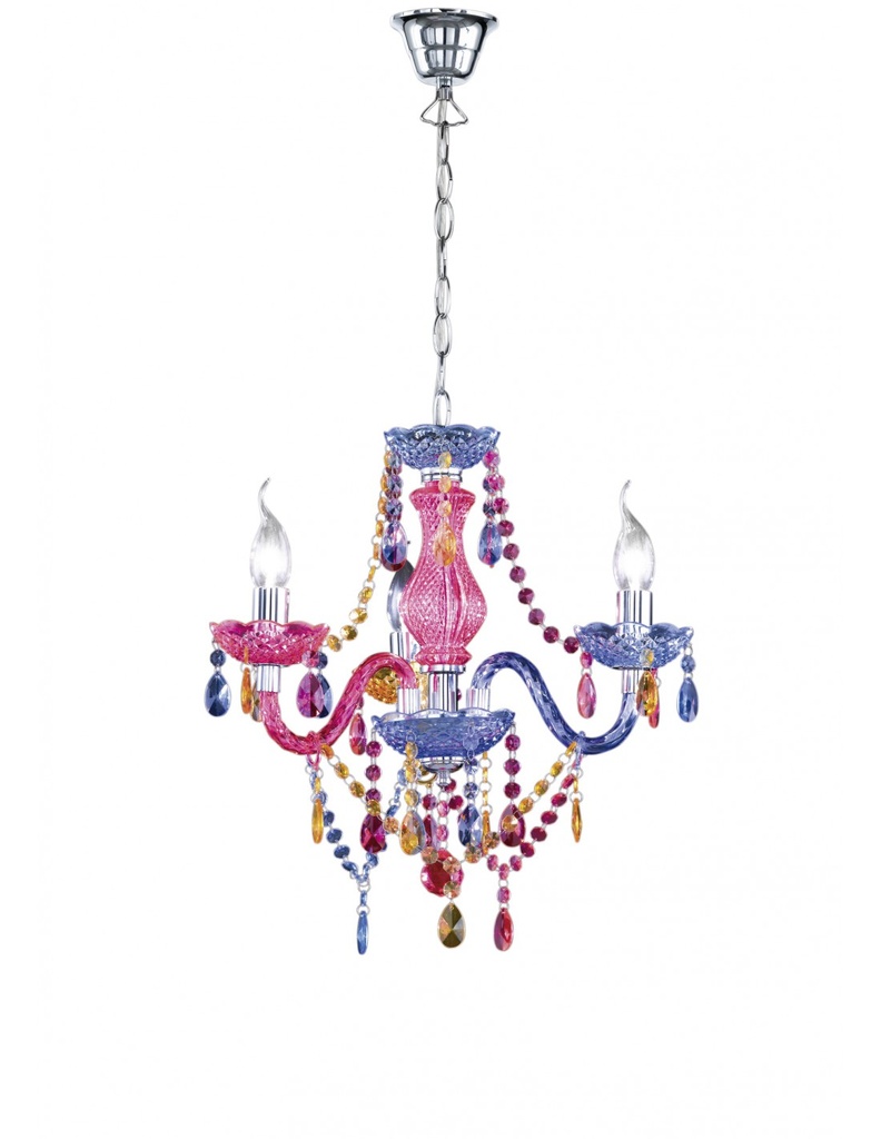 Lampadario 3 Bracci Lüster Multicolor Pendenti Decorativi Trio Lighting
