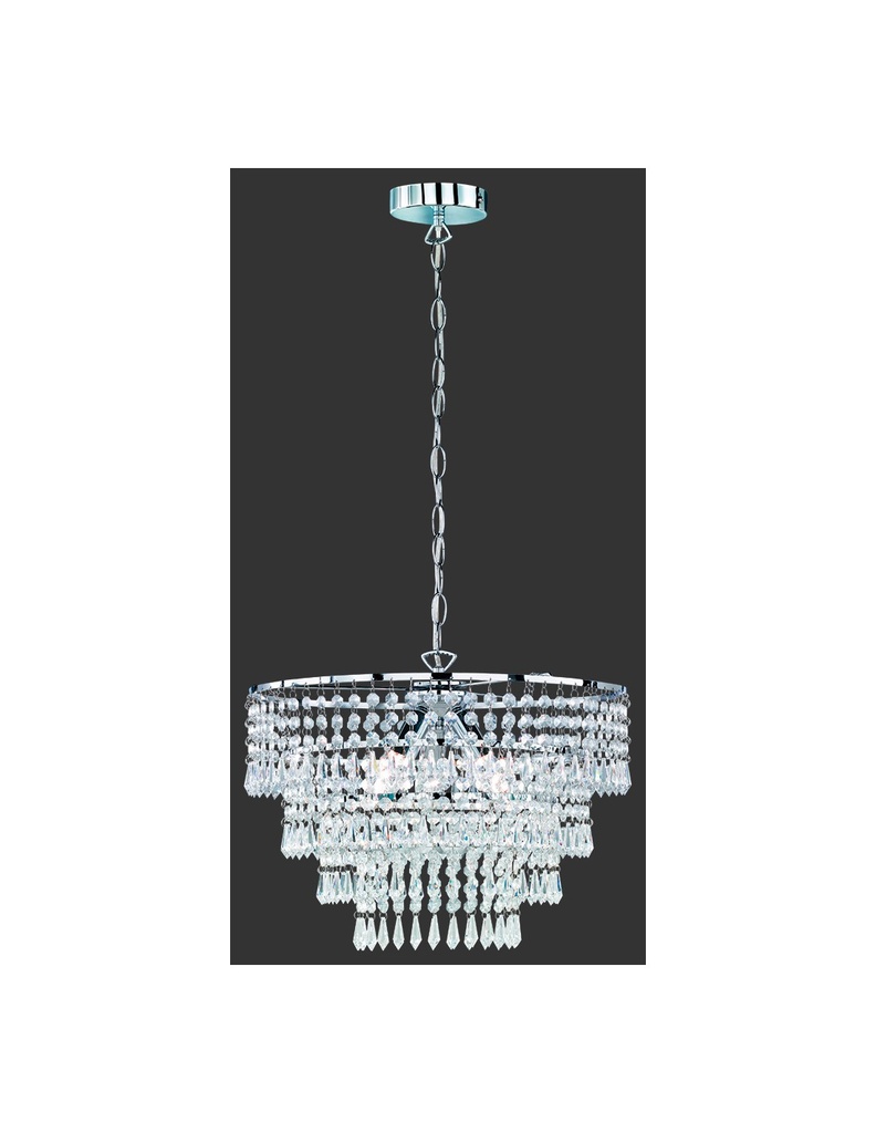 Lampadario Orient 3 Luci E14 Cromo Ø42 cm Pendenti Decorativi Trio Lighting