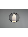 Lampadario Sospensione Diffusore Gabbia Tonda Metallica Nero Con Vetro Opale Filo Trio Lighting