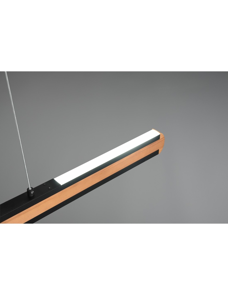 Lampadario Ufficio Doppia Emissione Vintage Legno E Metallo Nero Dimmer Deacon Trio Lighting