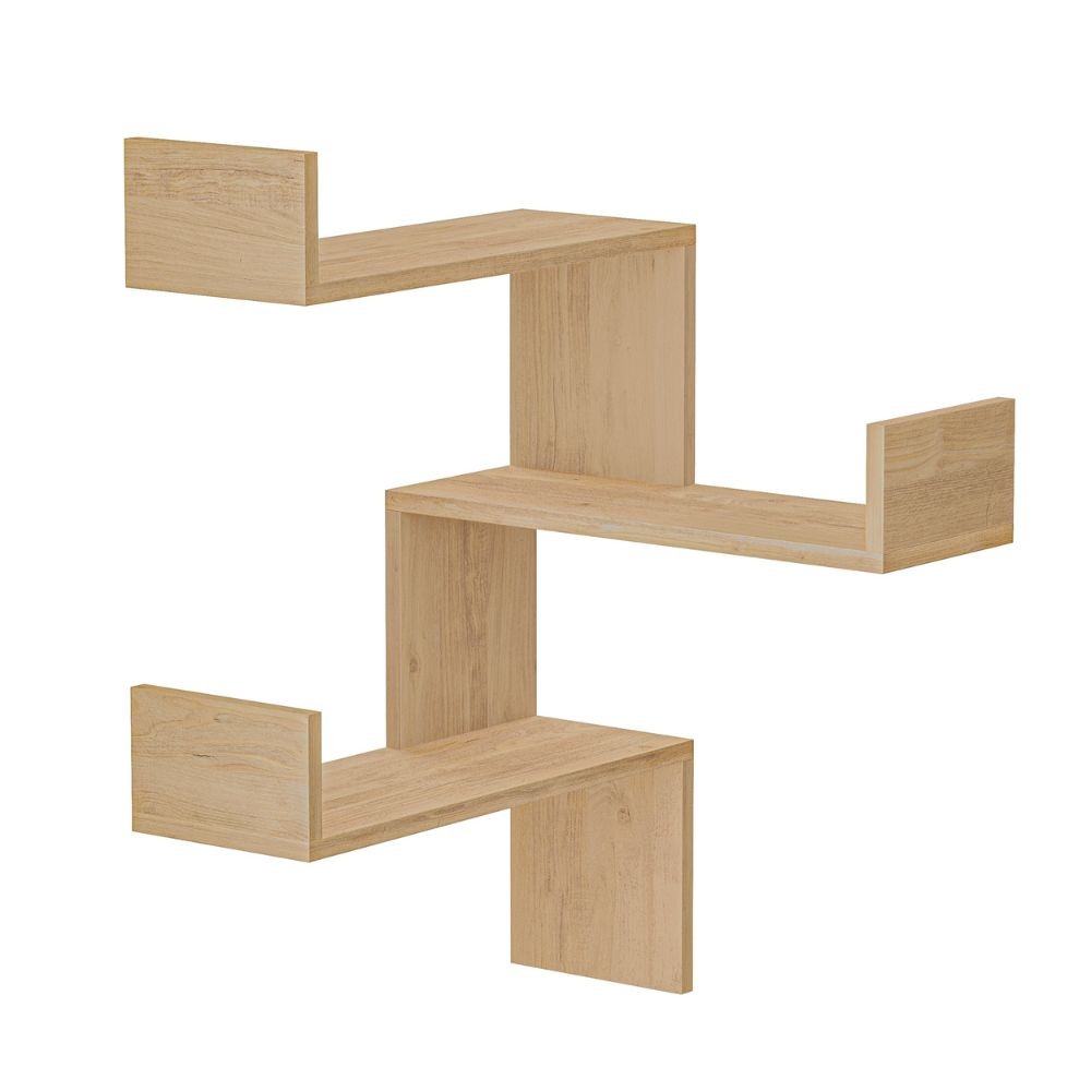 Libreria Angolare Luksa Colore Rovere 3 Livelli Capacità di Peso 20 kg H 90 x P 22 x L 60 cm