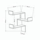 Libreria Angolare Luksa Colore Rovere 3 Livelli Capacità di Peso 20 kg H 90 x P 22 x L 60 cm