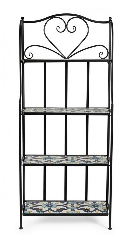 Libreria pieghevole Positano 4 piani in metallo stile country cm 57x28x133h