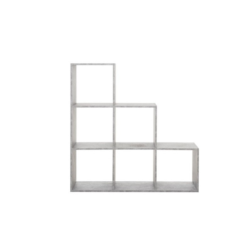 Libreria scaffale 6 scomparti colore cemento 116x33xh.118 cm