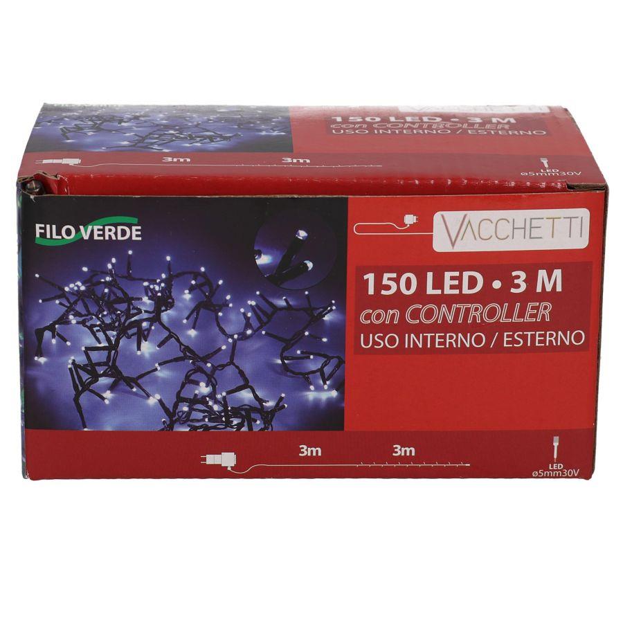 Luce filo 150 led multicolore controller cm300 al. fissa uso esterno