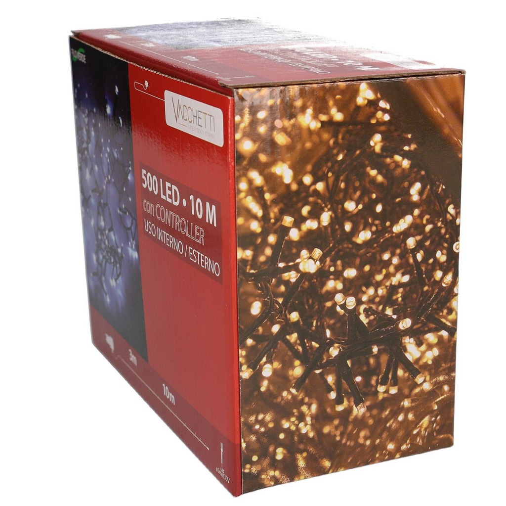 Luce filo 500 led multicolore controller cm1000 al. fissa uso esterno