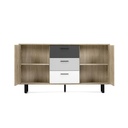Madia 2 ante 3 cassetti colorati  rovere grigio 160x35xh.86 cm