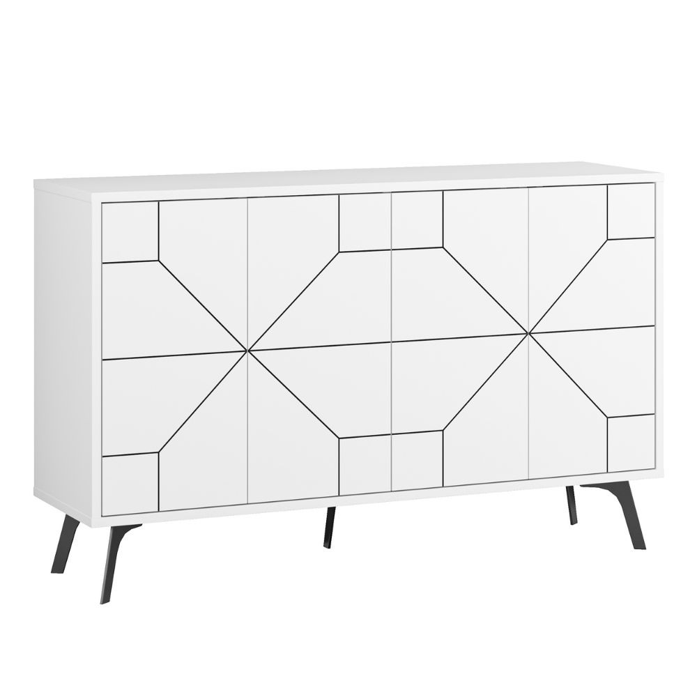 Madia 4 ante Dune colore bianco L 123 x P 35 x 77,4 H cm