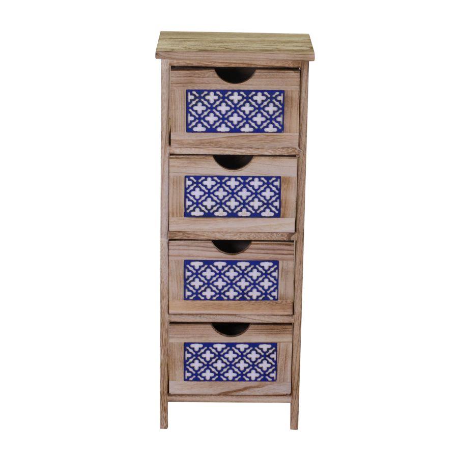 Mobiletto cassettiera legno grezzo 4 cassetti cm 23 x 30 x h 77