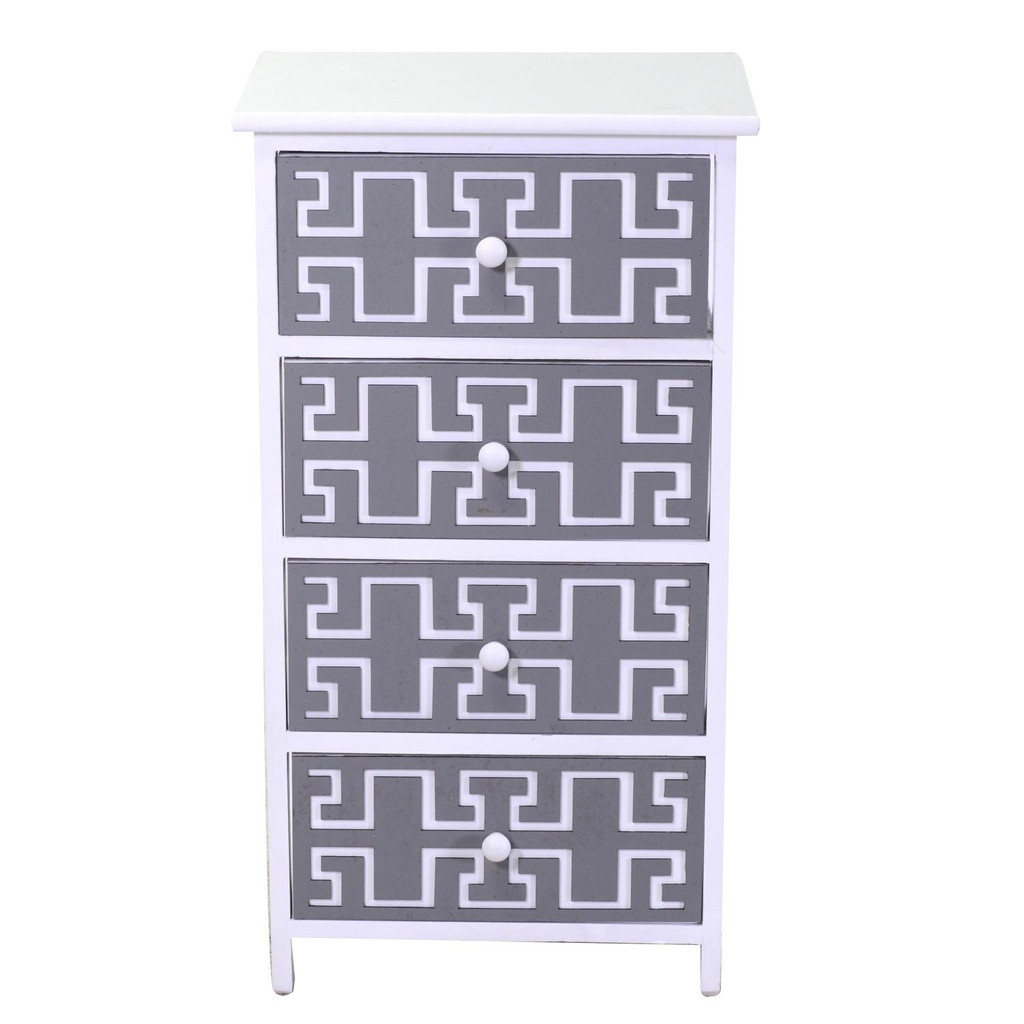 Mobiletto cassettiera bianco grigio 4 cassetti 40x29x73h cm