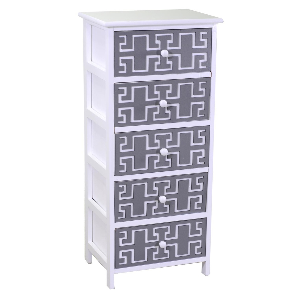 Mobile cassettiera bianco grigio 5 cassetti 40x29x90h cm