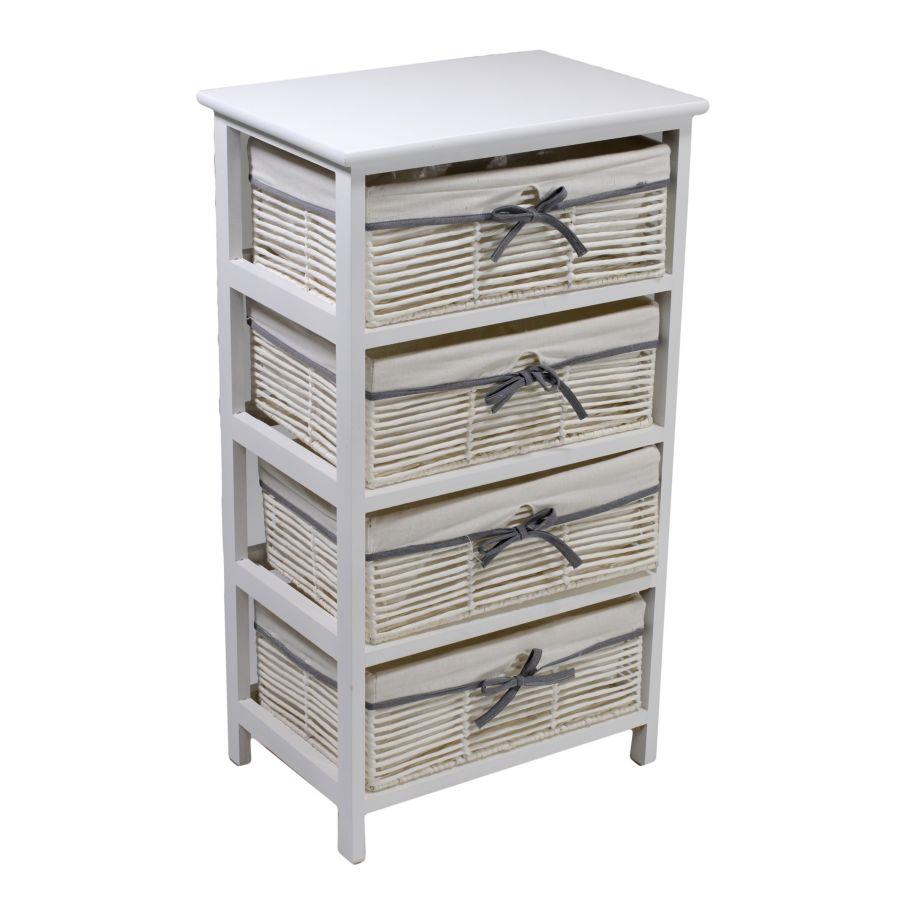 Cassettiera Hilary 4 cassetti bianco cm46x32xh81