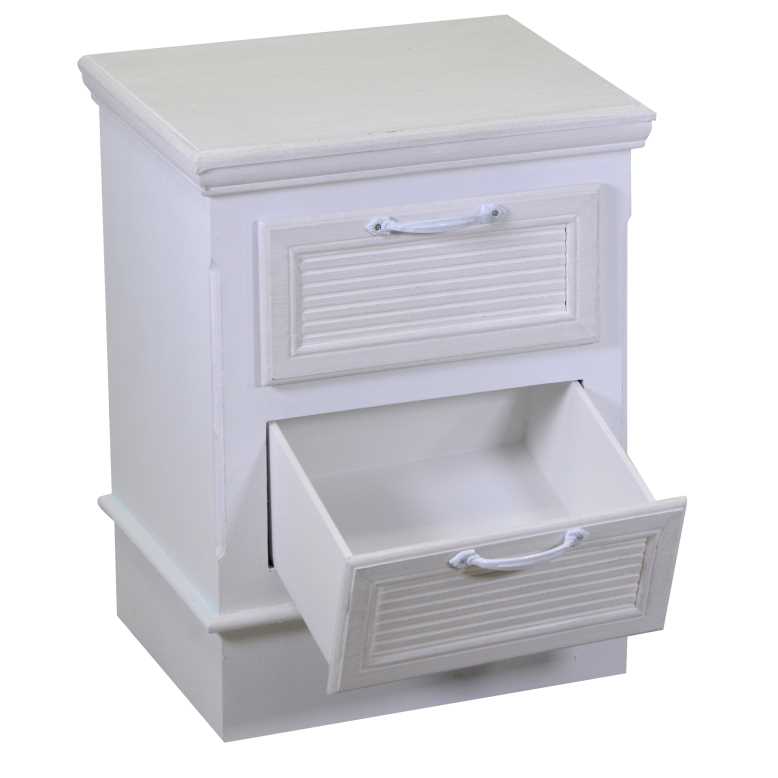 Mobiletto legno liverpool 2 cassetti bianco cm37x30h49