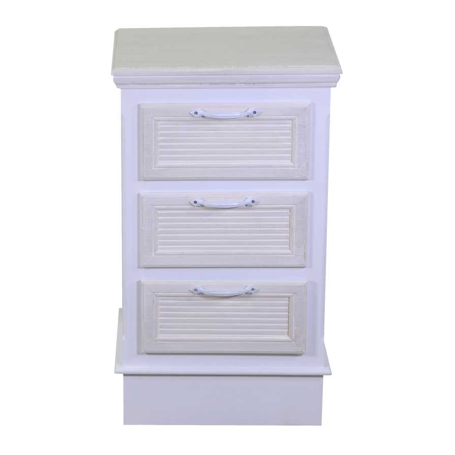 Mobiletto legno liverpool 3 cassetti bianco cm37x30h64