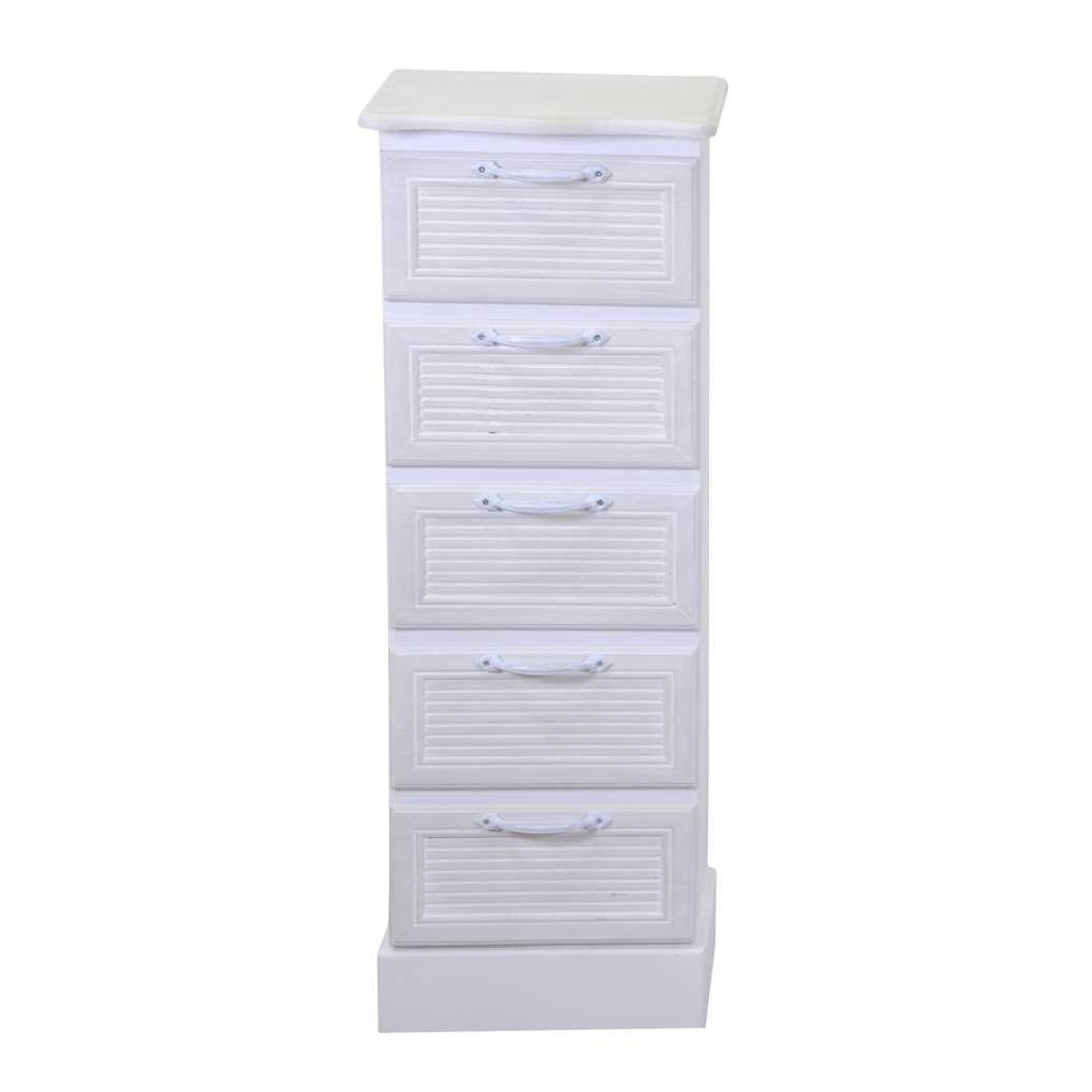 Mobiletto legno liverpool 5 cassetti bianco cm29x23h81