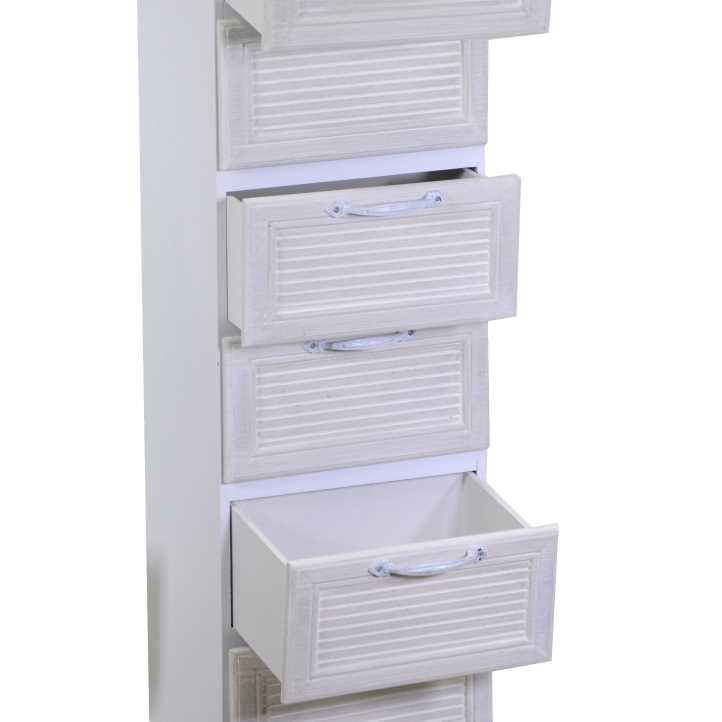 Mobiletto legno liverpool 7 cassetti bianco cm29x23h109