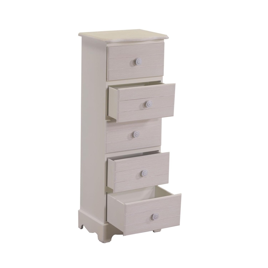 Mobiletto legno norimberga 5 cassetti crema 29x23h81 cm