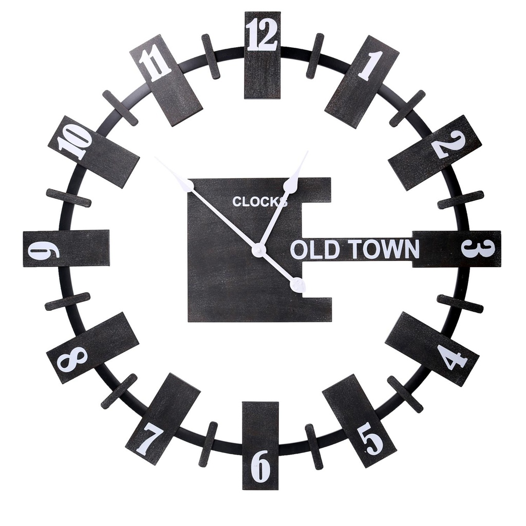 Orologio design modero legno nero tondo cm 80