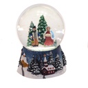 Village glass ball with music box and lights cmø11,5h14,5