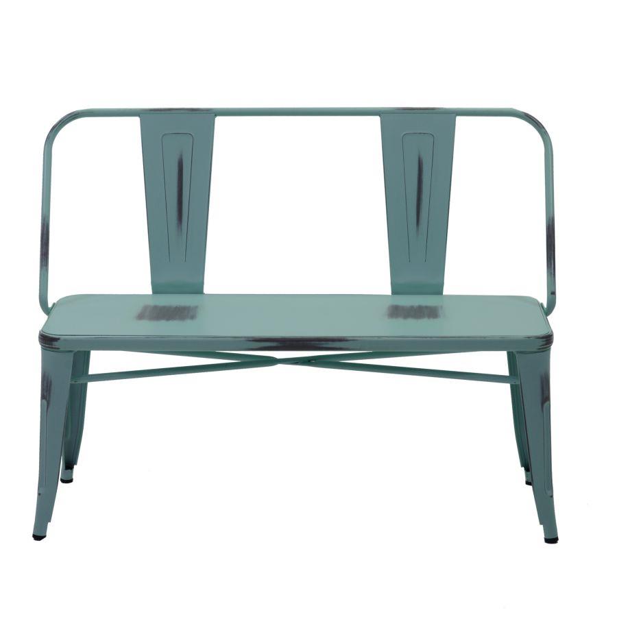 Panchina ferro bristol azzurro antico con schienale cm51x111h82,5