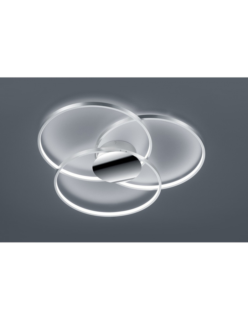 Plafoniera 3 Cerchi Led Sedona Cromo Dimmerabile Ø80 cm Trio Lighting