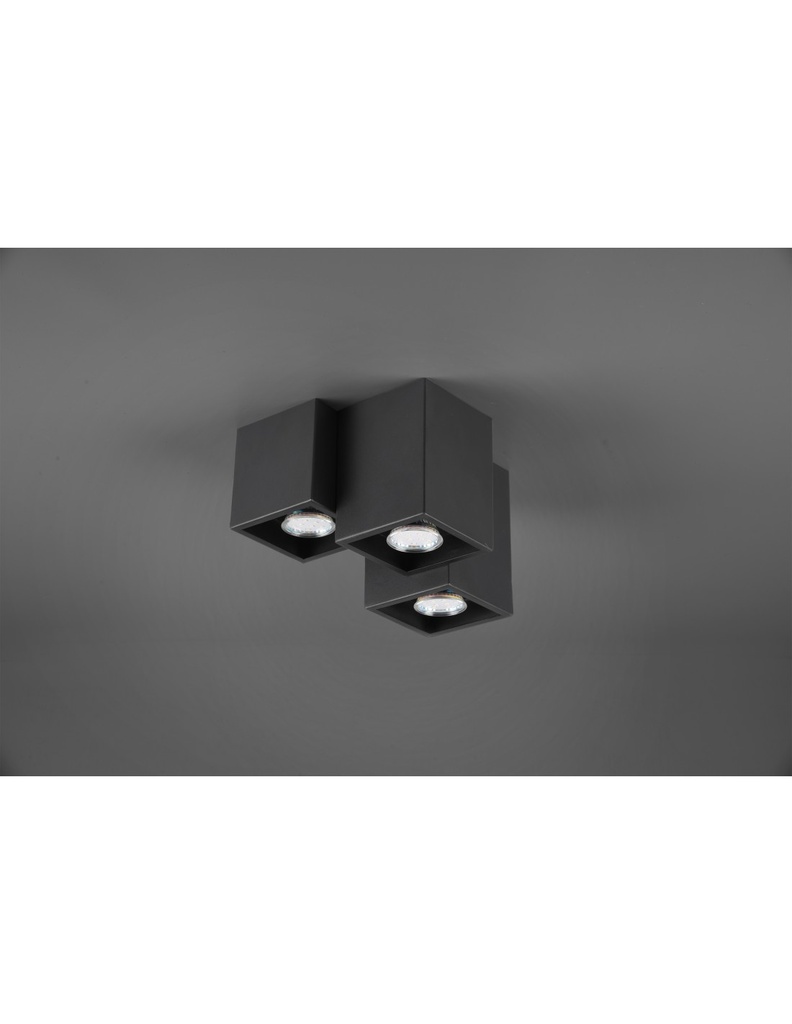 Plafoniera 3 Cubi GU10 Fernando Nero Opaco Trio Lighting