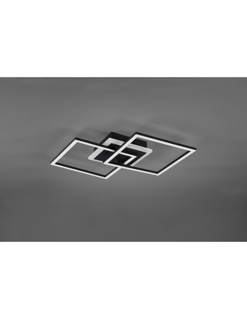 Plafoniera Venida Doppio Quadrato Nero Led 25w Dimmerabile L57 cm Trio Lighting