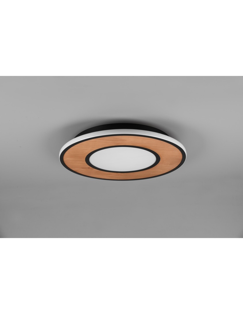 Plafoniera Vintage Legno Led Dimmer Deacon Ø50 cm Trio Lighting