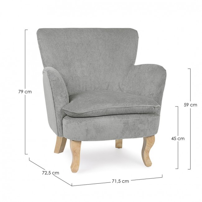 Poltrona grigio chiaro in tessuto stile vintage