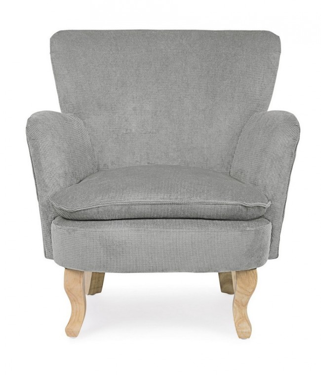 Poltrona grigio chiaro in tessuto stile vintage