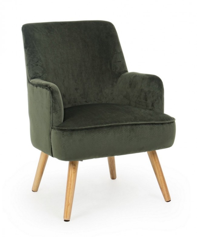 Poltrona vintage da soggiorno in velluto Verde Scuro ADELINE 60x67x h79 cm