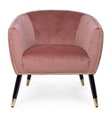 Poltroncina imbottita Caitlin rivestita in velluto rosa antico