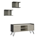 Porta TV Klappe antracite con ante bianche vintage e due mensole 56,50x125,50x33 cm