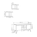 Porta TV Klappe antracite con ante bianche vintage e due mensole 56,50x125,50x33 cm