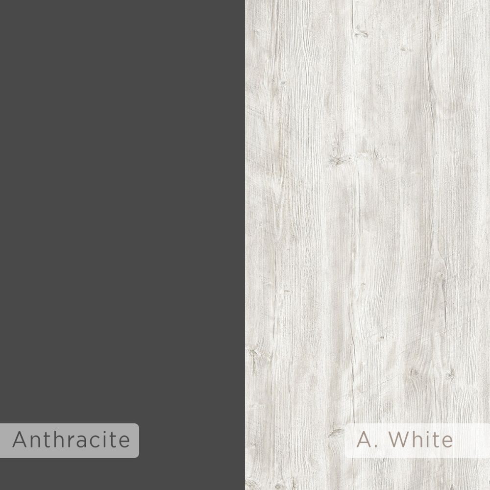 Porta TV Klappe antracite con ante bianche vintage e due mensole 56,50x125,50x33 cm