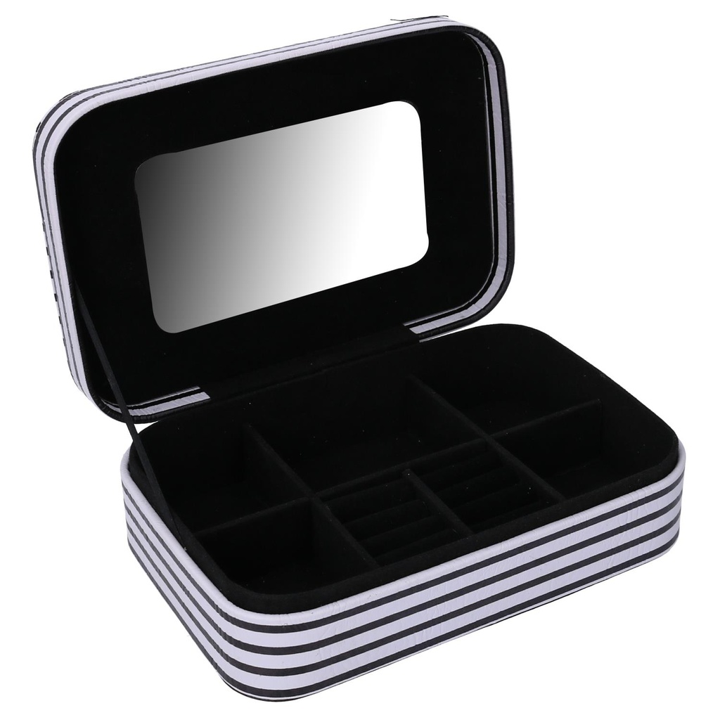 Portagioie ecopelle bianco nero rettangolare cm22x14,5h6,5
