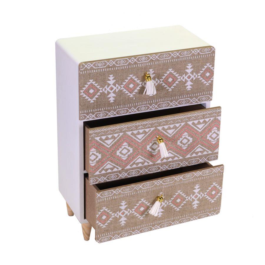 Portatutto legno tessuto morfeo 3 cassetti cm24x13h34