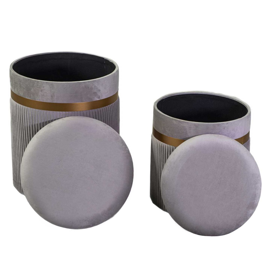 Puff velluto 1-2 grigio chiaro cm ø39h49