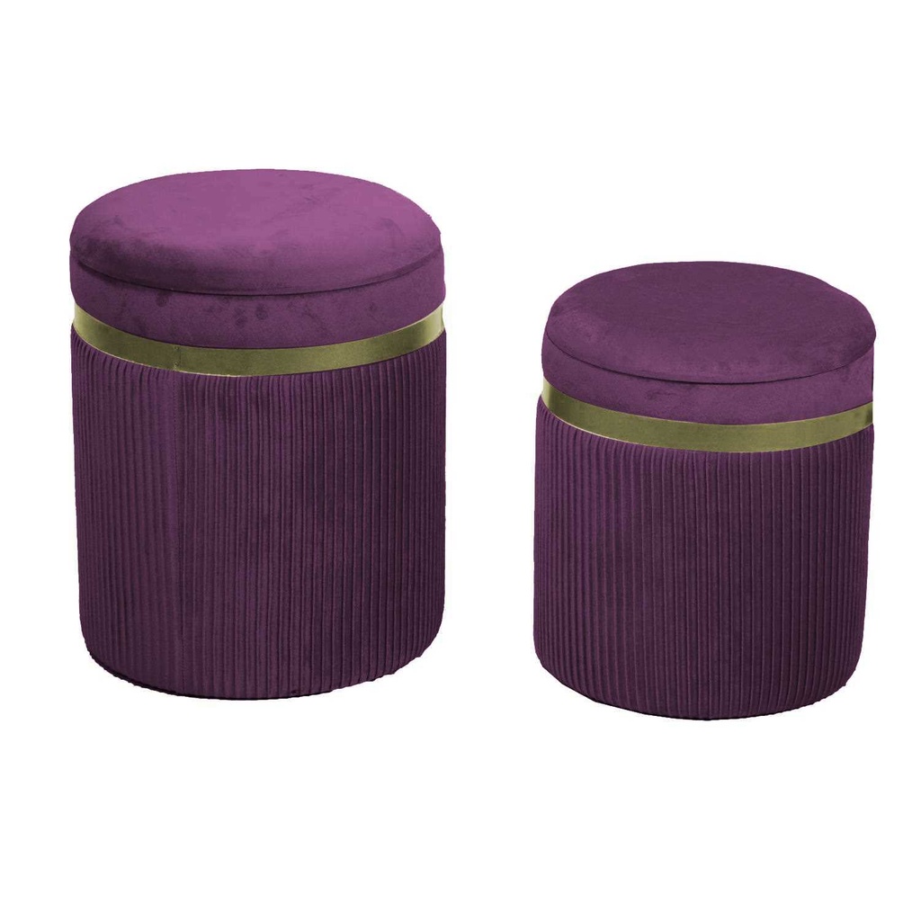 Puff velluto 1-2 viola tondo cm ø39h49