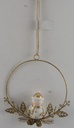 Pupazzo di neve metallo ghirlanda oro cm16x16x3