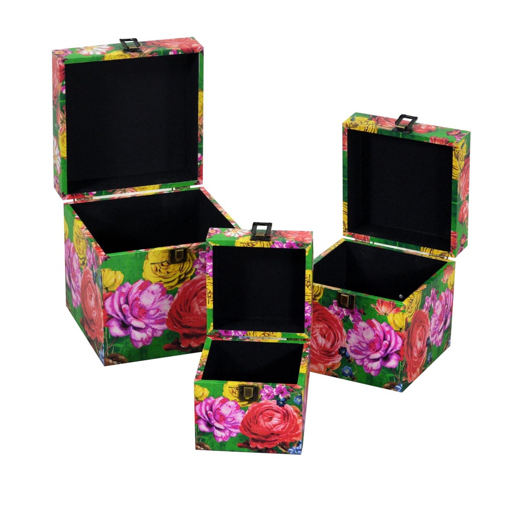 Scatola ecopelle 1-3 multicolor quadro cm22x22h22