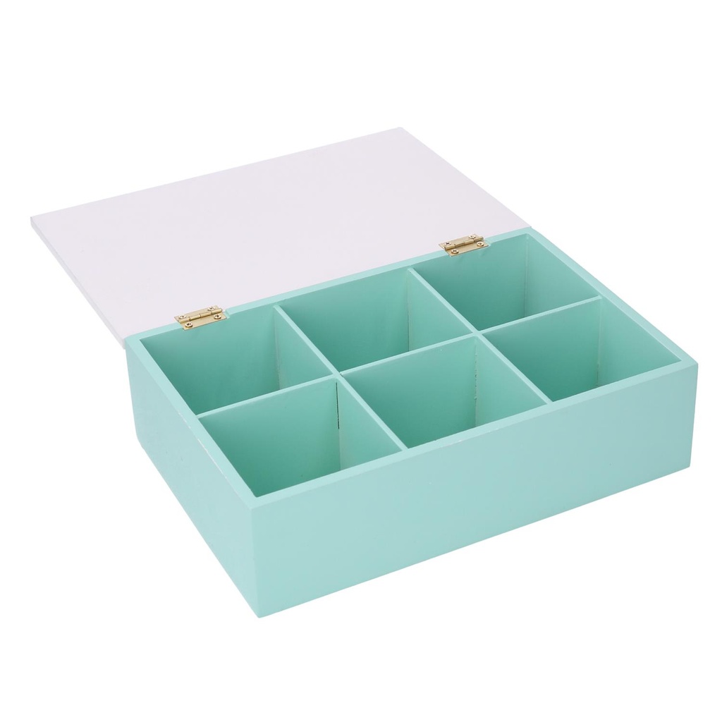 Scatola legno 6 scomparti multicolor rettangolare cm24x16h7