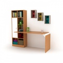 Scrivania con libreria colore bambu   con anta bianca