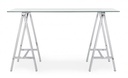 Scrivania moderna Alchimia Cromo con piano in vetro 140x70x76h cm