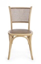 Sedia in legno rivestita in rattan naturale stile vintage