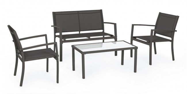 Set 4 salotto antracite in metallo