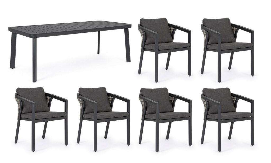 Set tavolo + 6 sedie Cordova antracite